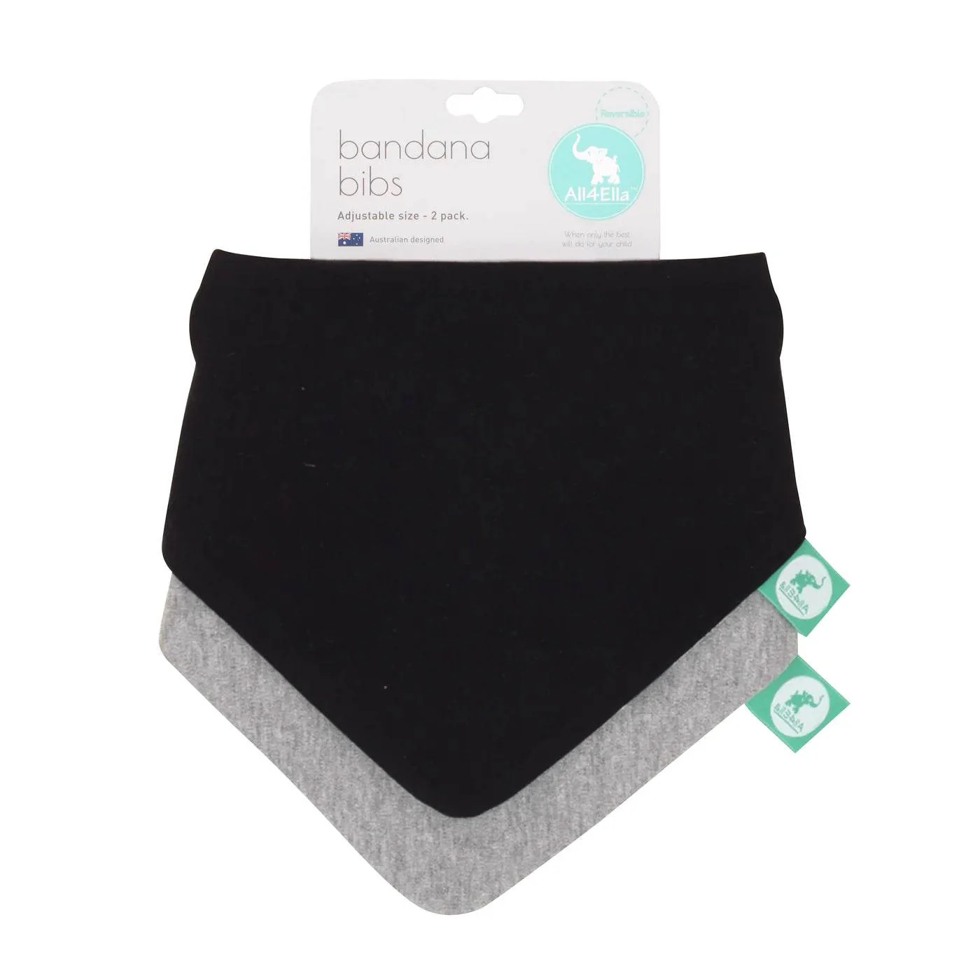 All4Ella Bandana Bibs 2 Pack - Koala Grey - Image 2