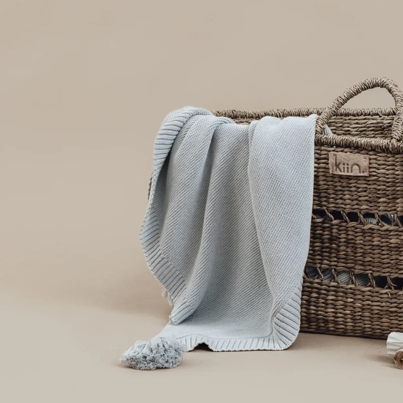 Aster & Oak Chunky Knit Blanket - Blue Marle - Image 3