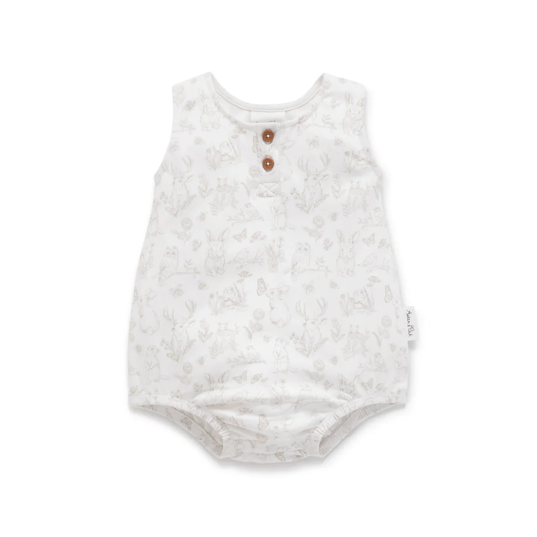 Aster & Oak Cute Creatures Romper - White