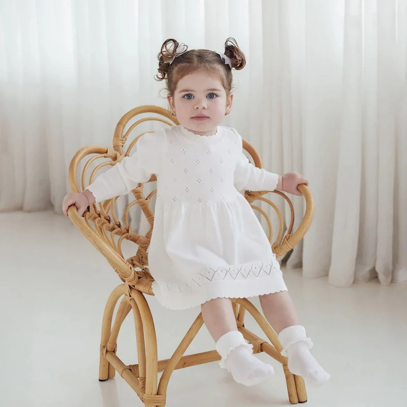 Aster & Oak Ivory Pointelle Knit Dress - White - Image 2