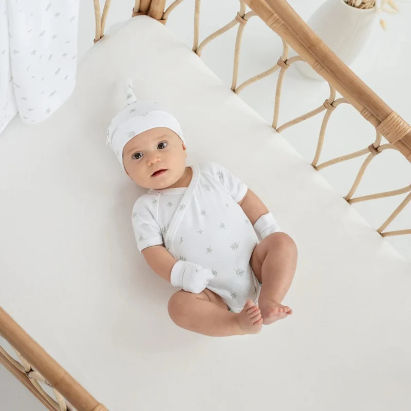 Aster & Oak Little Leaf Kimono Bodysuit - White - Image 3