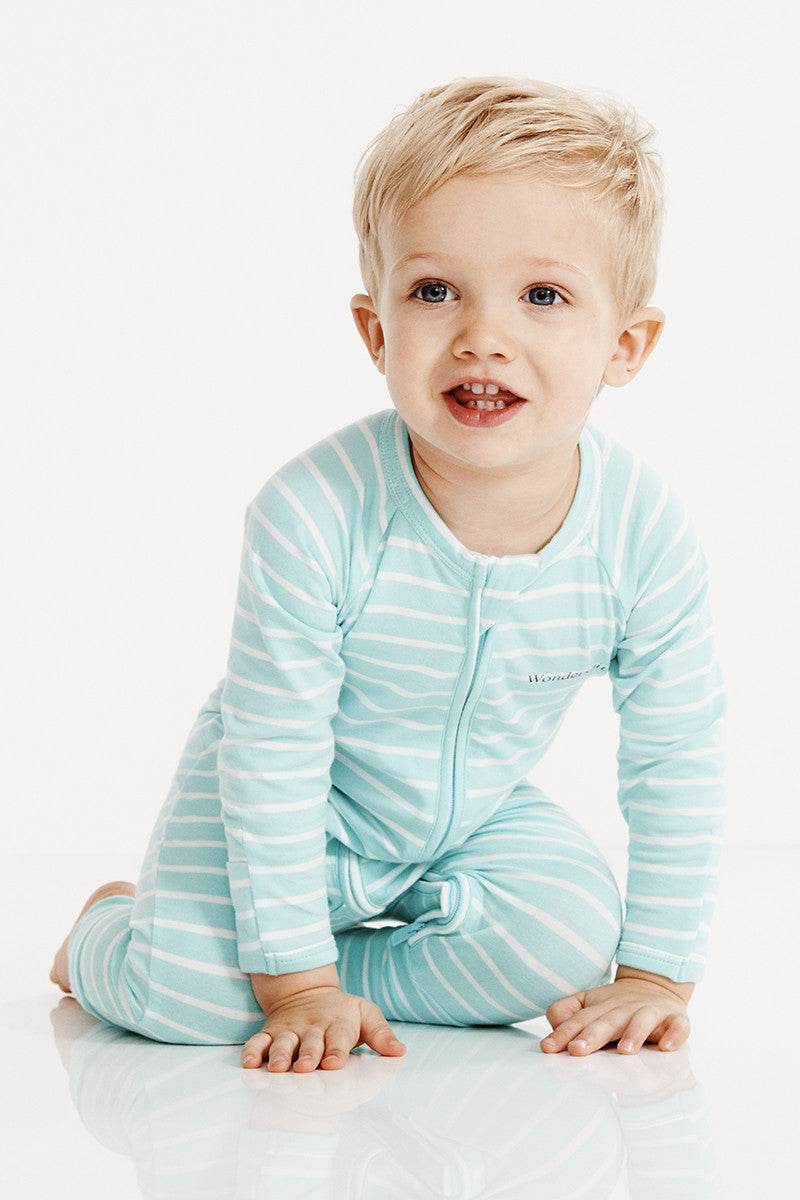 Bonds 2 Way Zip Wondersuit - Jasmint & White Stripe - Image 3