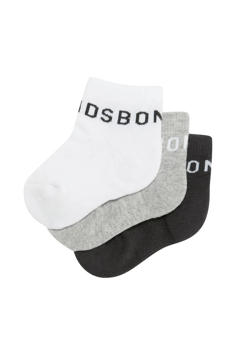 Bonds Baby Active Quarter Crew Socks 3 Pack - White/Grey/Charcoal - Image 3