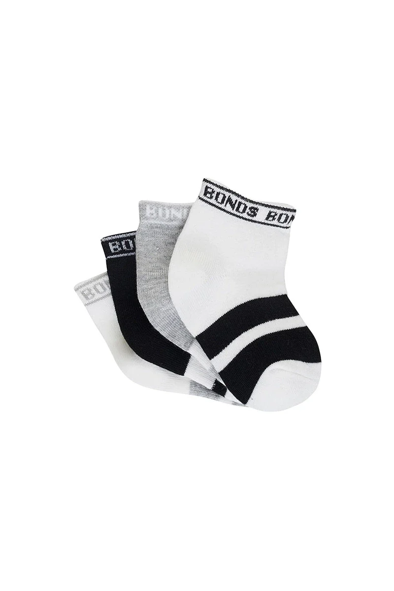 Bonds Baby Sportlet 4 Pack - white/black
