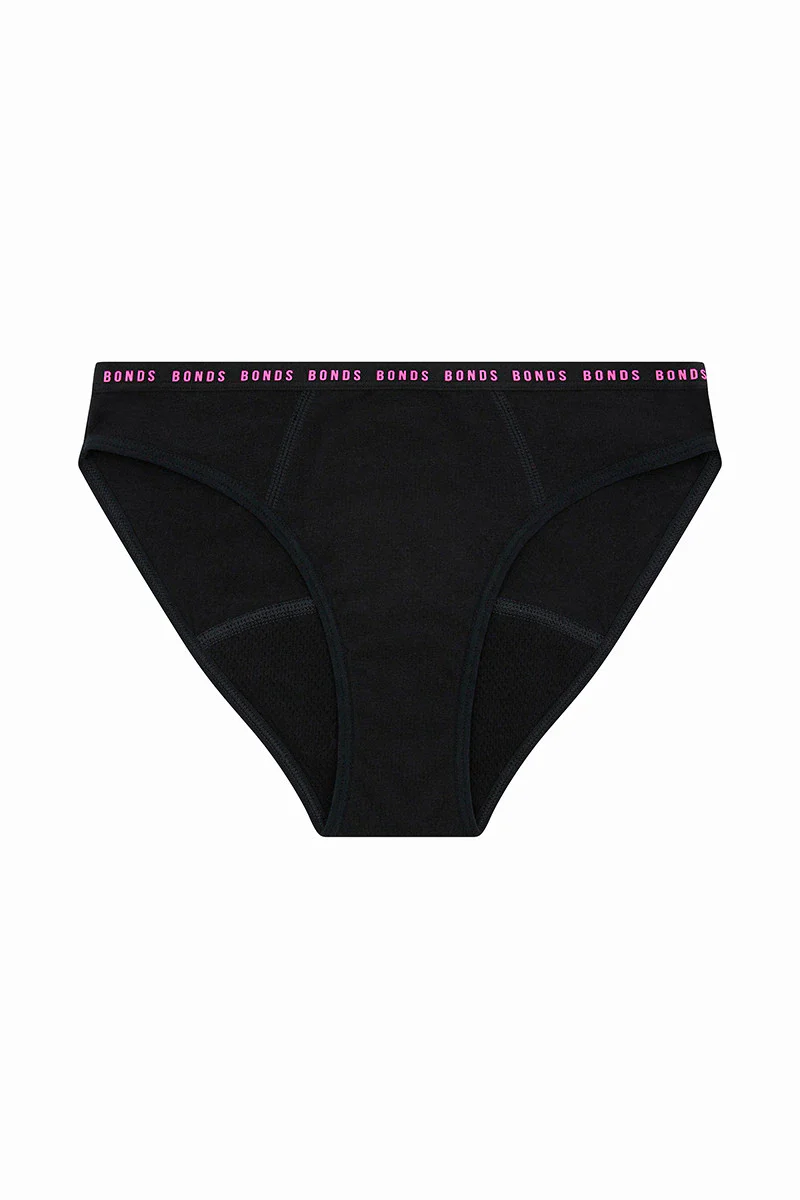 Bonds Girls Period Bikini Moderate - Black / Albertine Pink