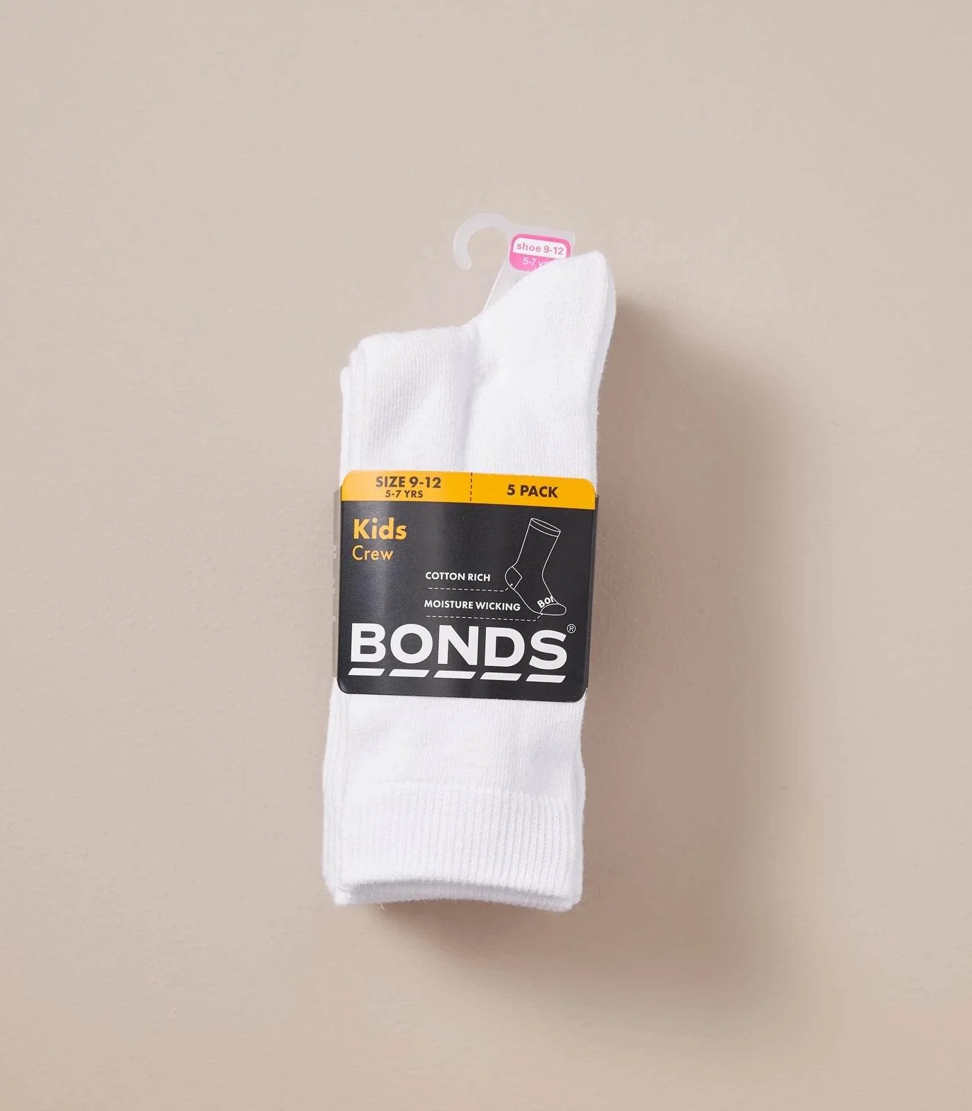 Bonds Kids Crew Socks 5 Pack - White - Image 2