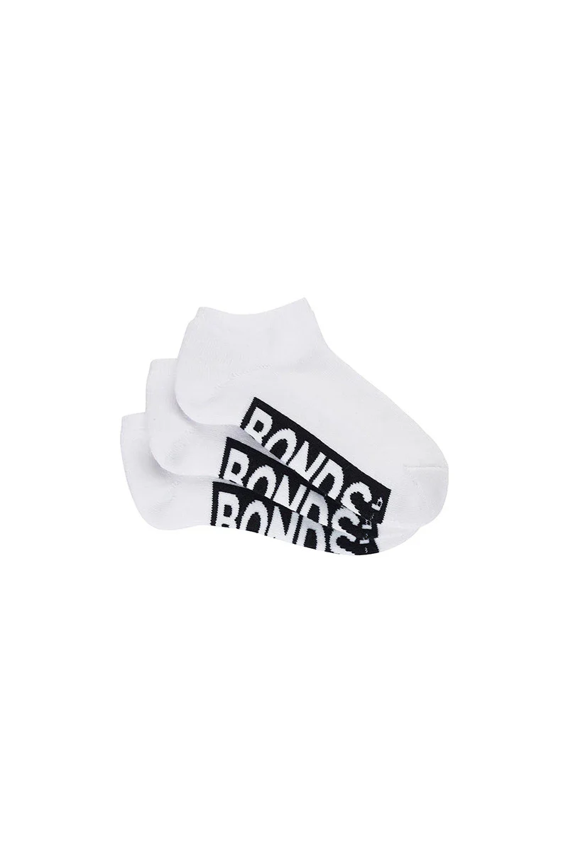 Bonds Kids Cushioned Low Cut Socks 3 Pack - White