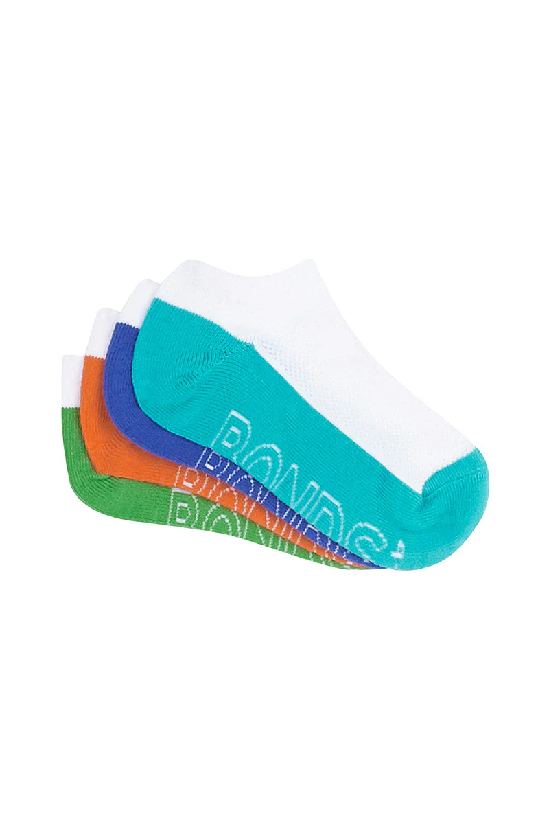 Bonds Kids Logo Light Low Cut Socks 4 Pack - White/Green/Orange/Blue/Teal - Image 2