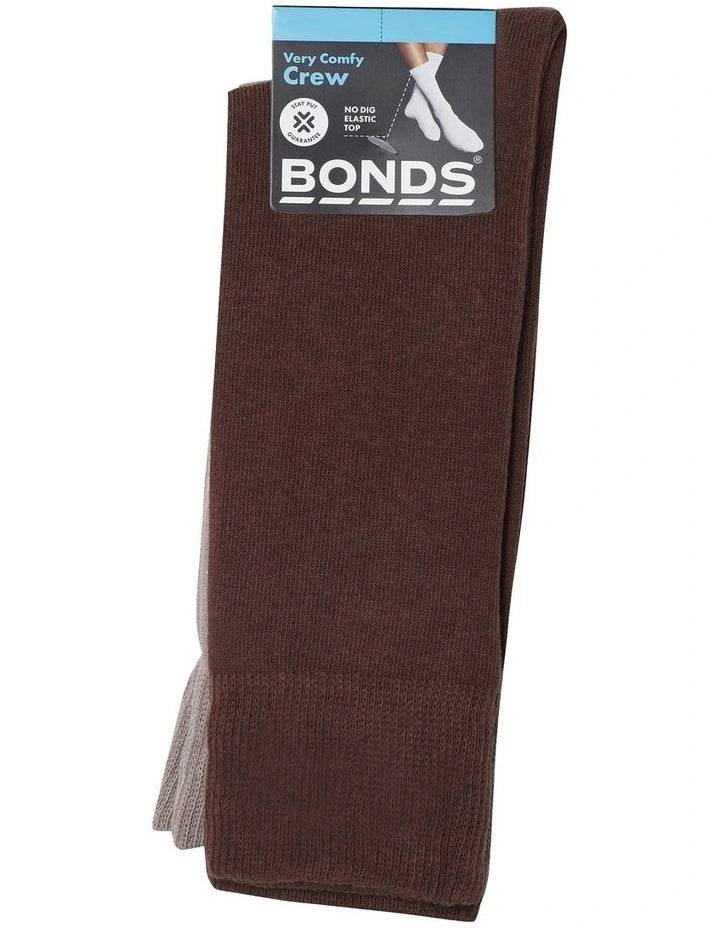 Bonds Mens Everyday Crew Socks 3 Pack - Brown Mix - Image 3