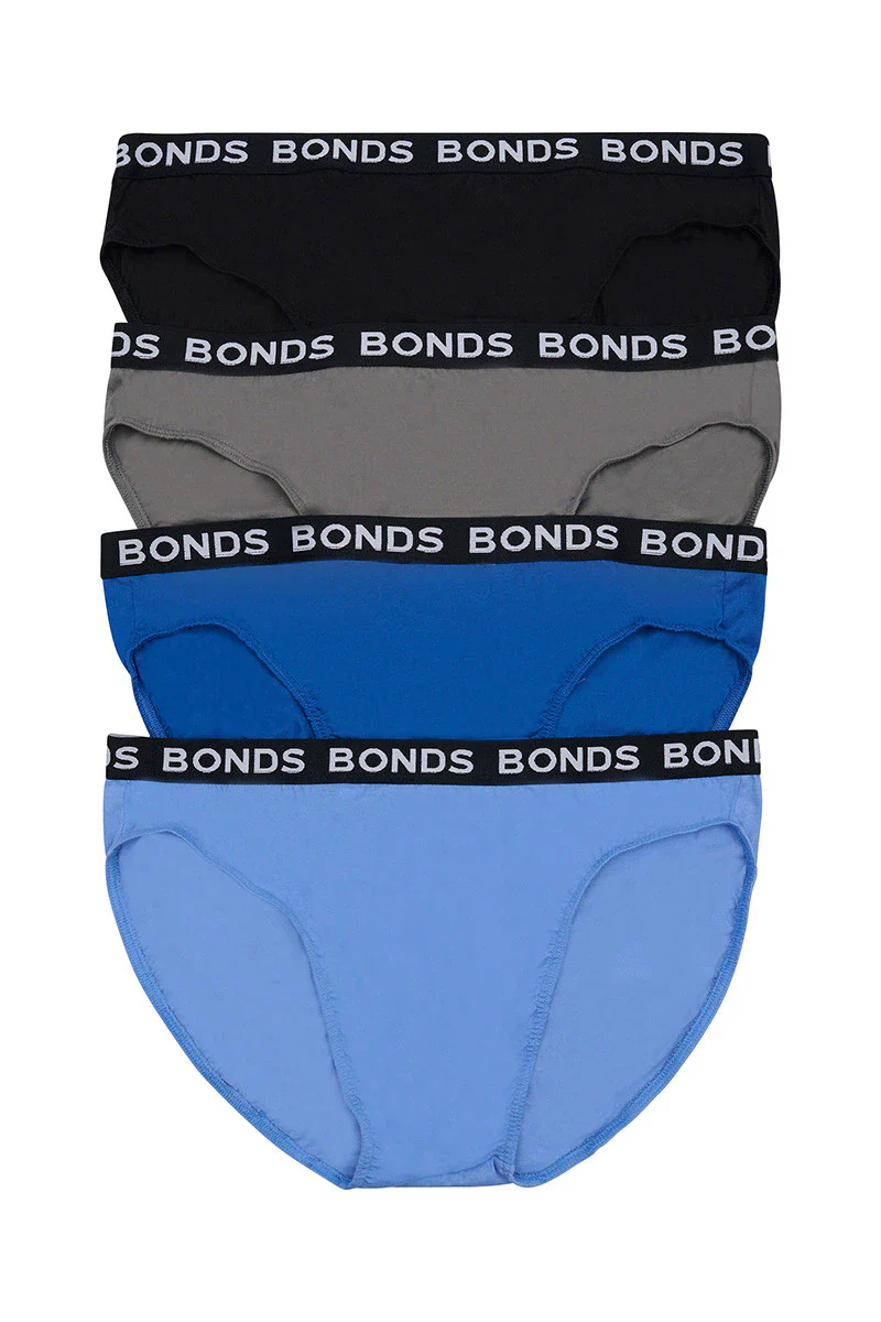 Bonds Men's Hipster Brief 4 Pack - Blue/Charcoal/Black