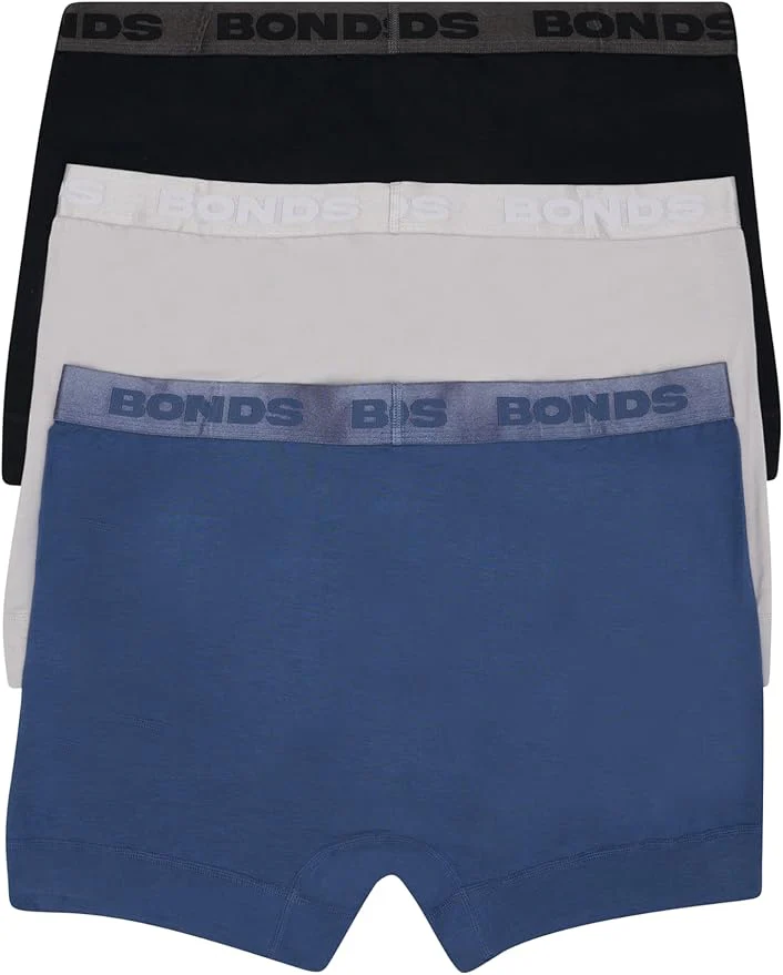 Bonds Men's Total Package Trunks 3 Pack - Blue/Grey/Black - Image 2