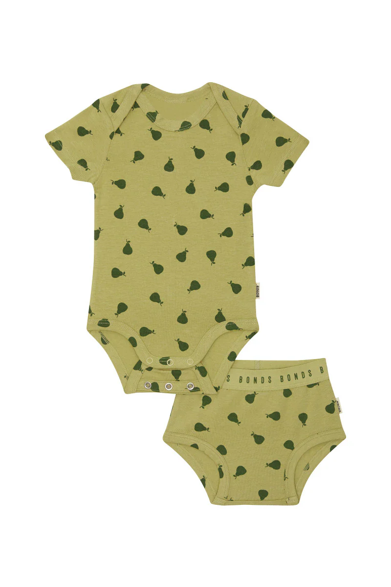 Bonds Newbies Organic Cotton 2 Pack - Dancing Pears