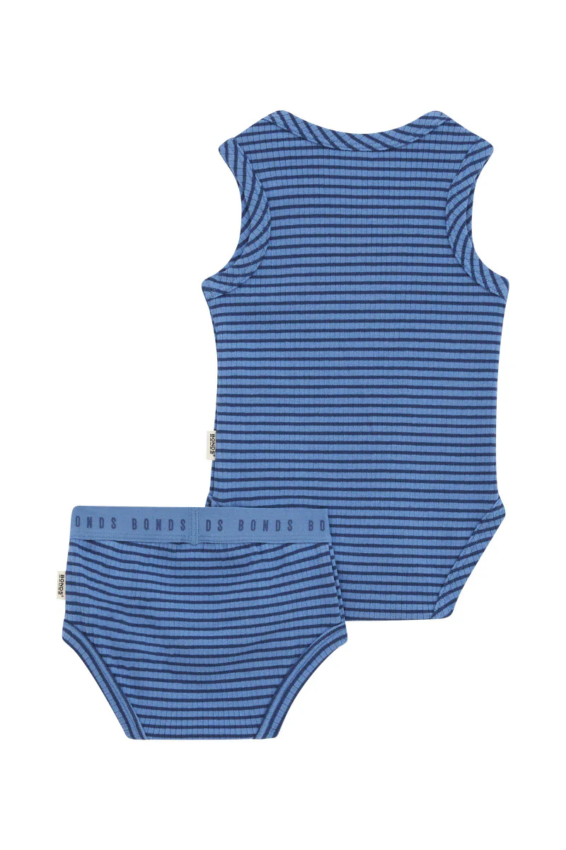 Bonds Newbies Wide Needle Rib 2 Pack - Denim Fade / Bastille Blue - Image 2