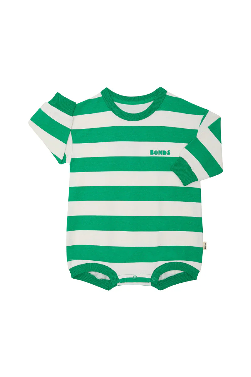 Bonds Soft Threads Terry Slouchy Suit - Horizontal Rugby Stripes Frog
