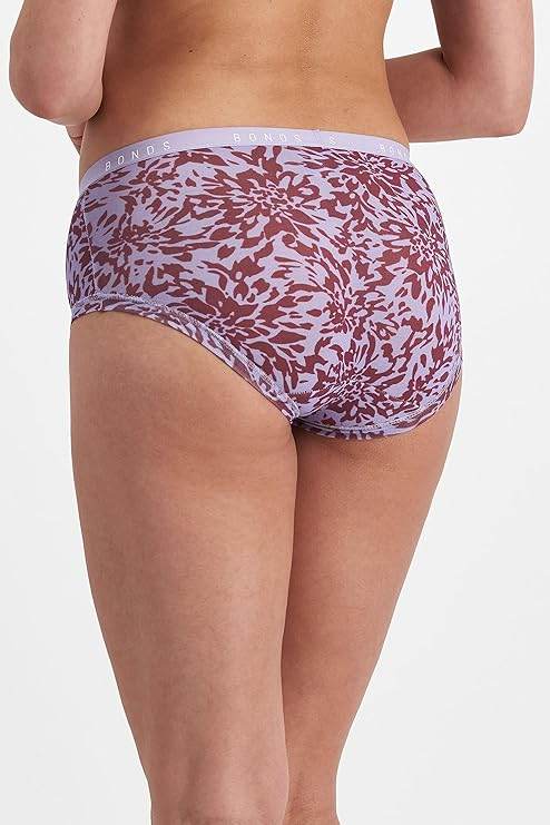 Bonds Womens Cottontails Full Brief 3 Pack - Print/Maroon/Navy - Image 2