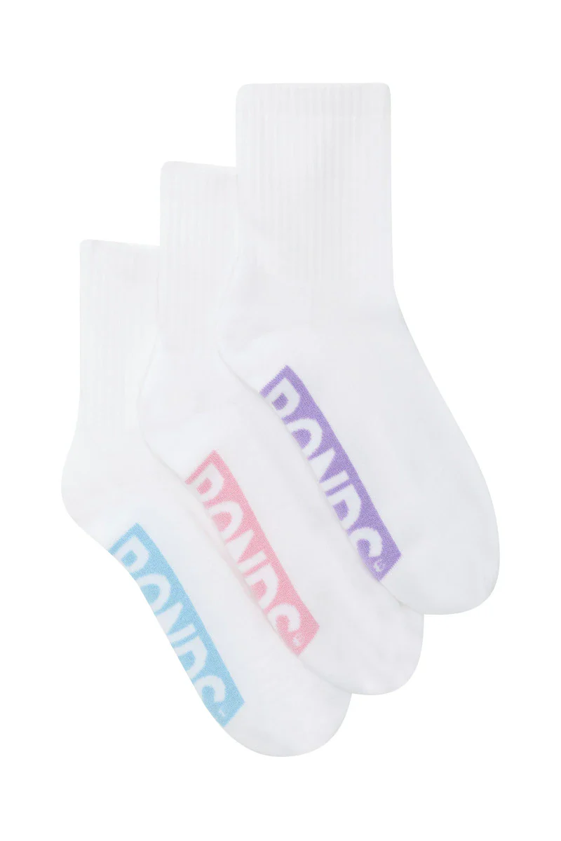Bonds Womens Logo Cushioned Half Crew 3 Pack - White Pop