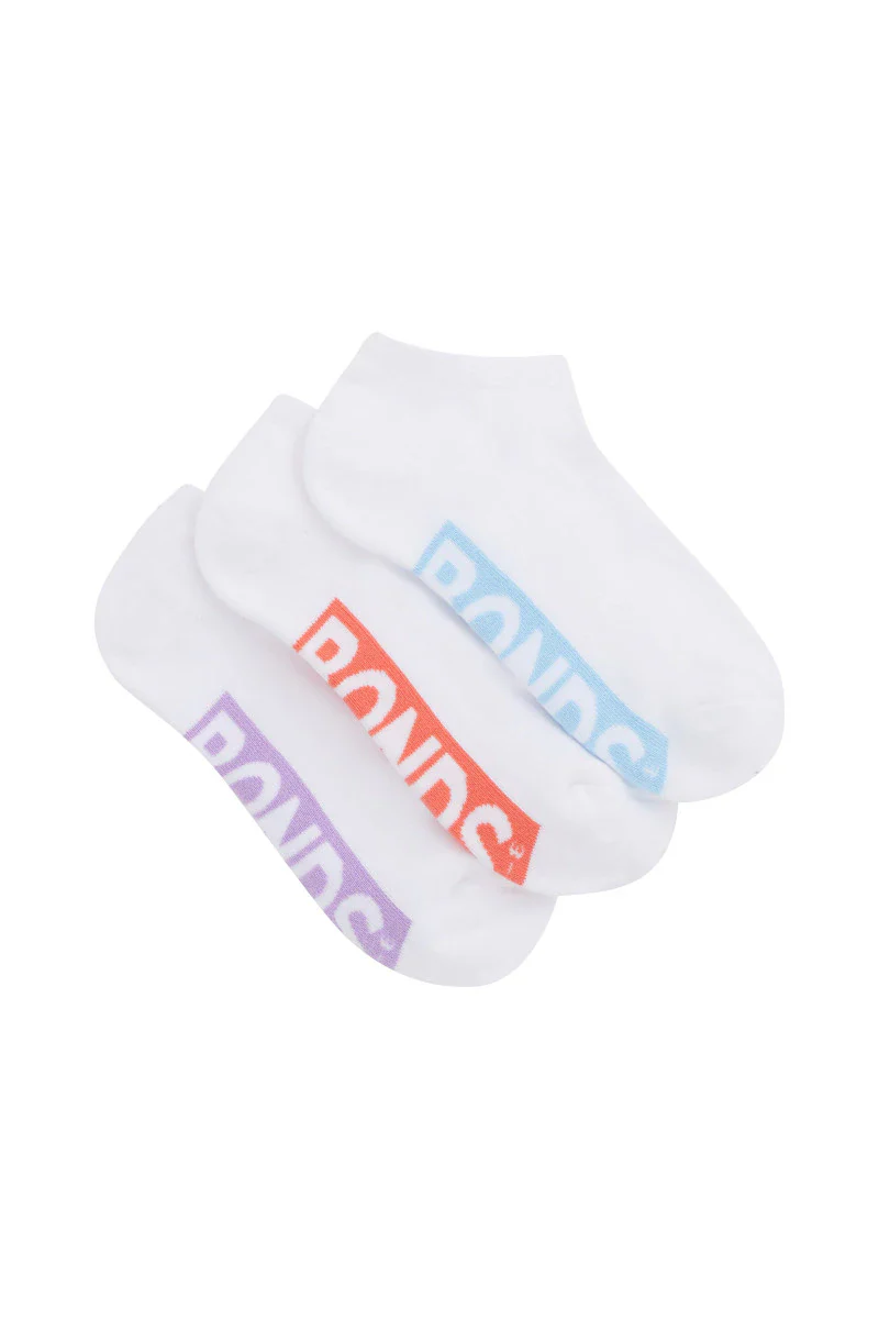 Bonds Womens Logo Cushioned Low Cut Socks 3 Pack - White Pop