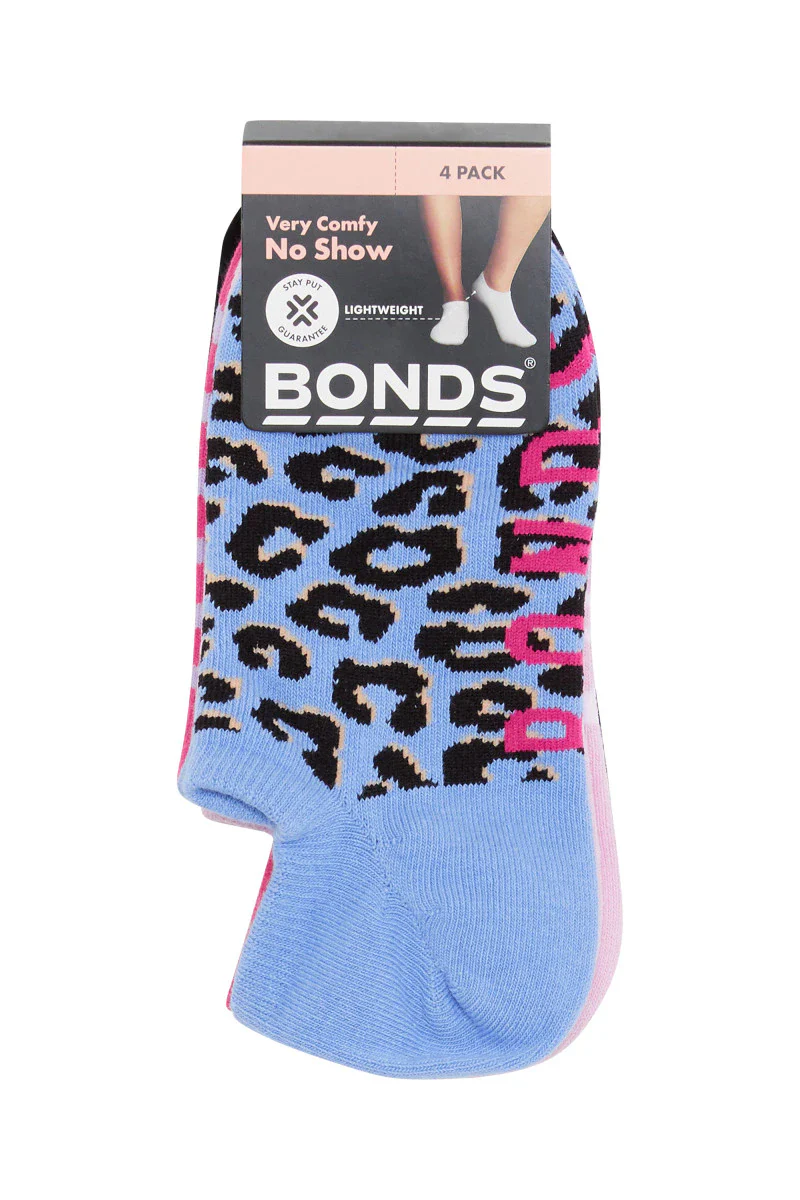 Bonds Womens Pattern No Show Socks 4 Pack - Animal Print - Image 3
