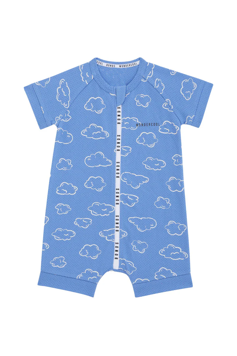 Bonds Wondercool Eyelet Zip Romper - Dreamy Clouds