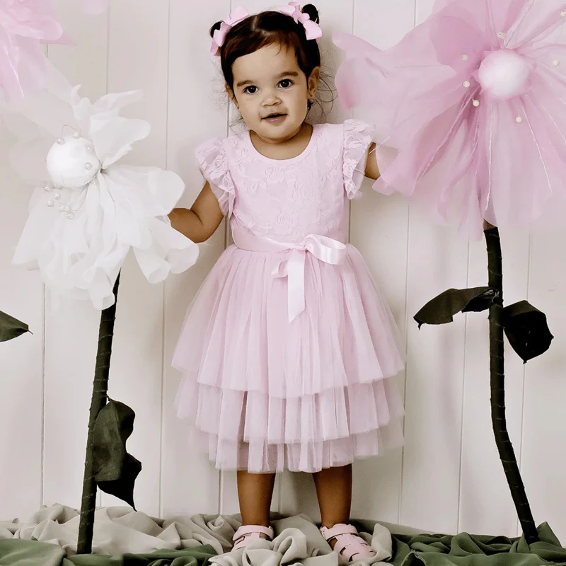 Designer Kidz My First Lace Short Sleeve Tutu - Pink - Image 3