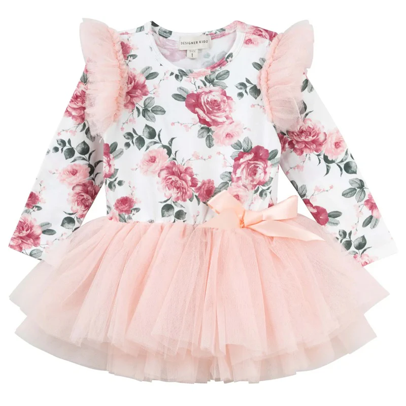 Designer Kidz Tilly Floral Long Sleeve Tutu Romper - Tilly Floral
