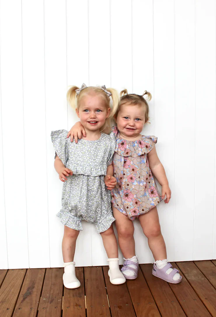 Dukes The Brand Lenny Ruffle Playsuit - Pink Blue Floral Print - Image 4
