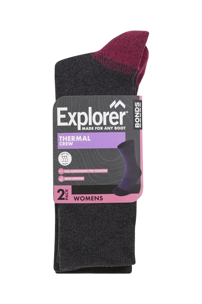 Explorer Womens Thermal Crew Socks 2 Pack - Black/Granita - Image 3