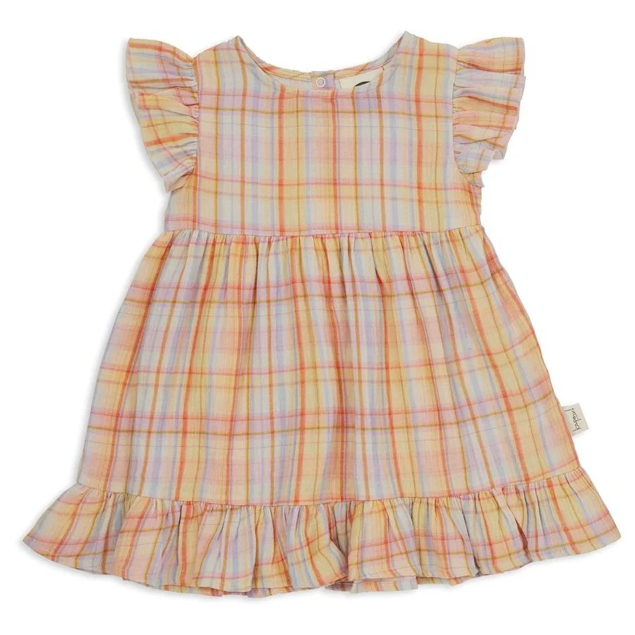 Kapow Kids Girls Rainbow Plaid Trapeze Dress