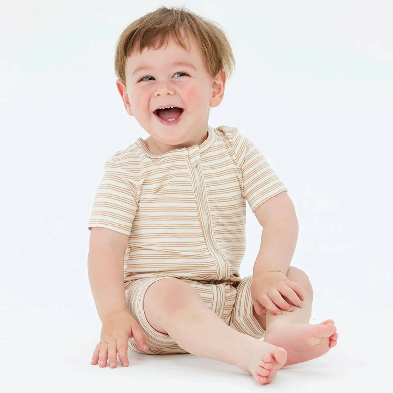 Kynd Baby Day or Night Onesie Short Sleeve - Neutral Stripe - Image 4