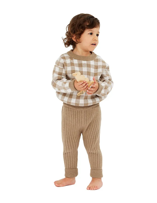 Kynd Baby Organic Chunky Rib Knit Pant - Caramel Marle - Image 2
