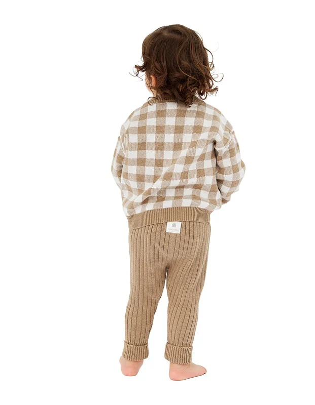 Kynd Baby Organic Chunky Rib Knit Pant - Caramel Marle - Image 3