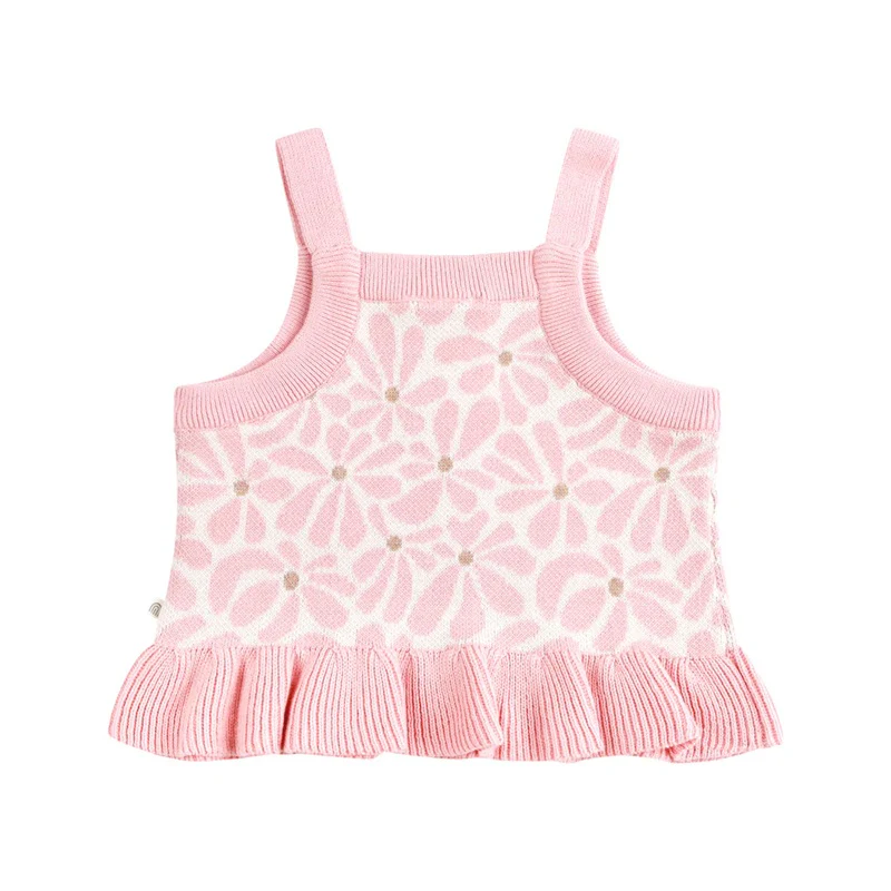 Kynd Baby Organic Jacquard Knit Frill Top - Hibiscus - Image 2
