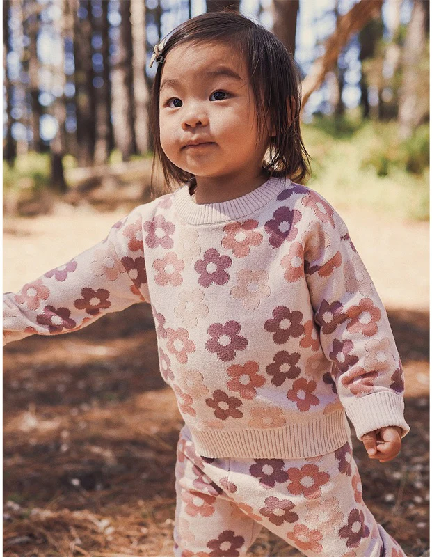 Kynd Baby Organic Jacquard Knit Jumper - Blooming - Image 3