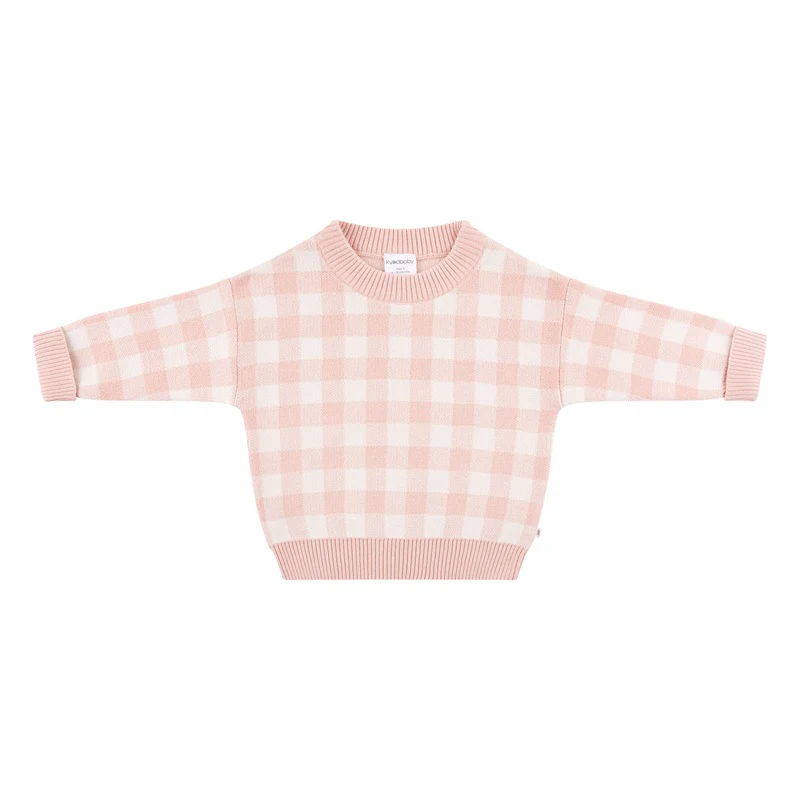 Kynd Baby Organic Jacquard Knit Jumper - Pearl Gingham