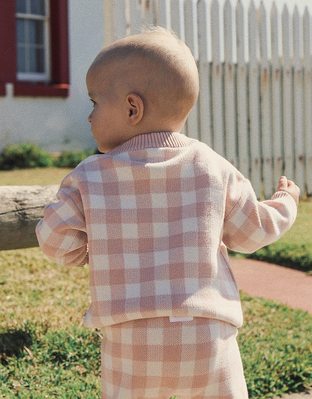 Kynd Baby Organic Jacquard Knit Jumper - Pearl Gingham - Image 3