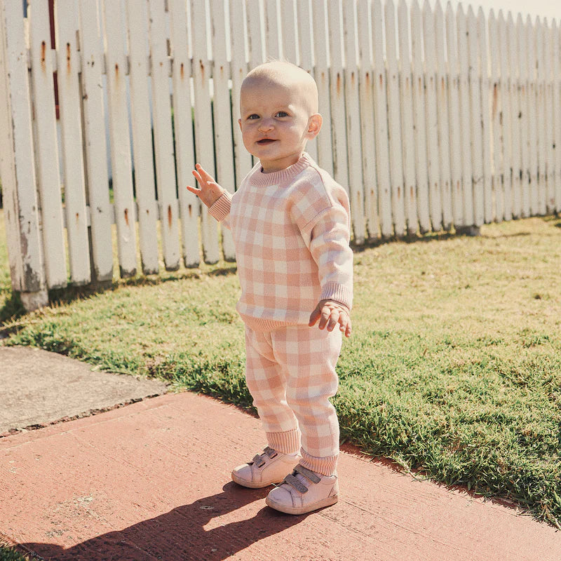 Kynd Baby Organic Jacquard Knit Pant - Pearl Gingham - Image 2