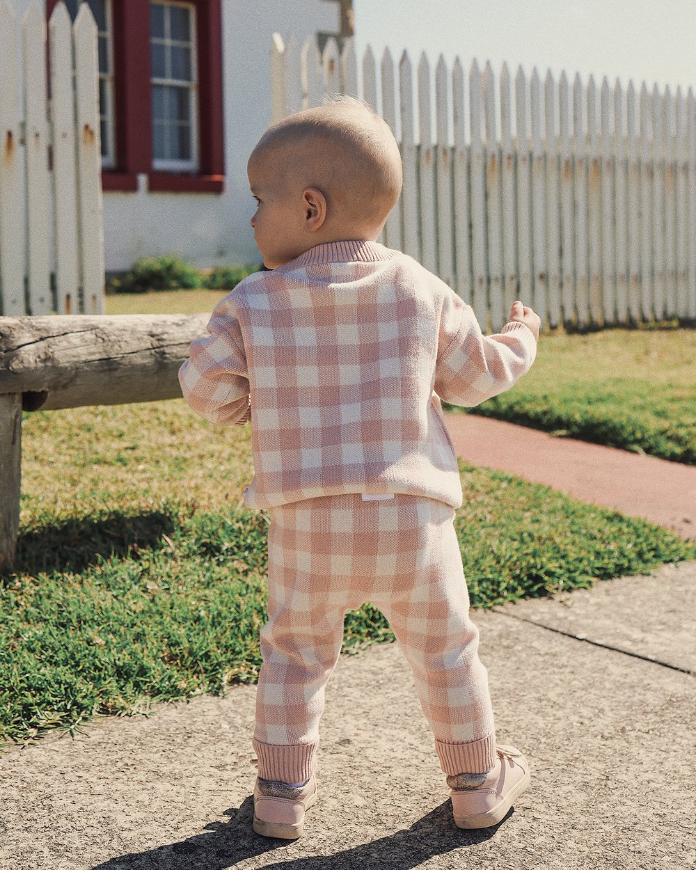 Kynd Baby Organic Jacquard Knit Pant - Pearl Gingham - Image 4
