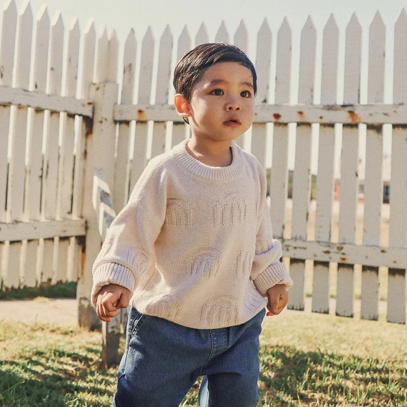 Kynd Baby Rainbow Decorative Knit Jumper - Oatmeal Rainbow - Image 3