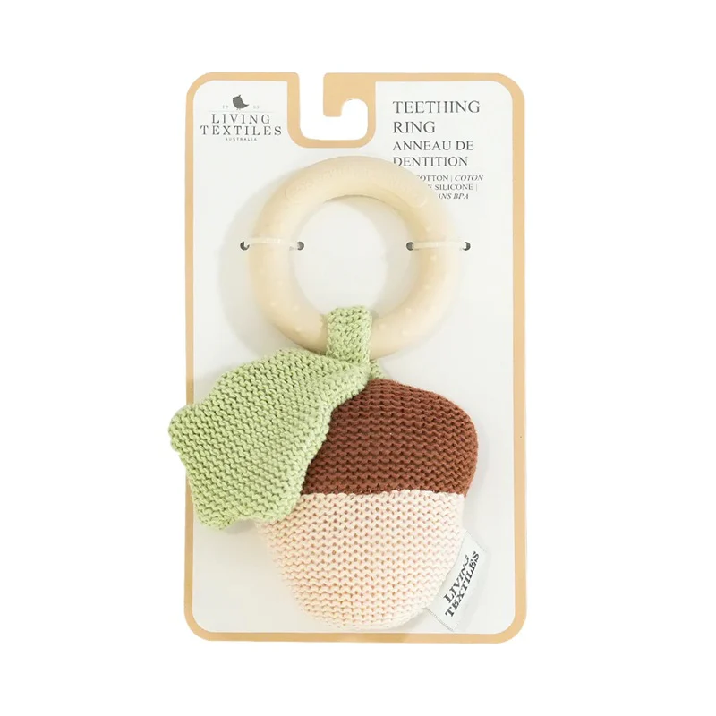 Living Textiles Acorn Teething Ring Rattle - Image 3