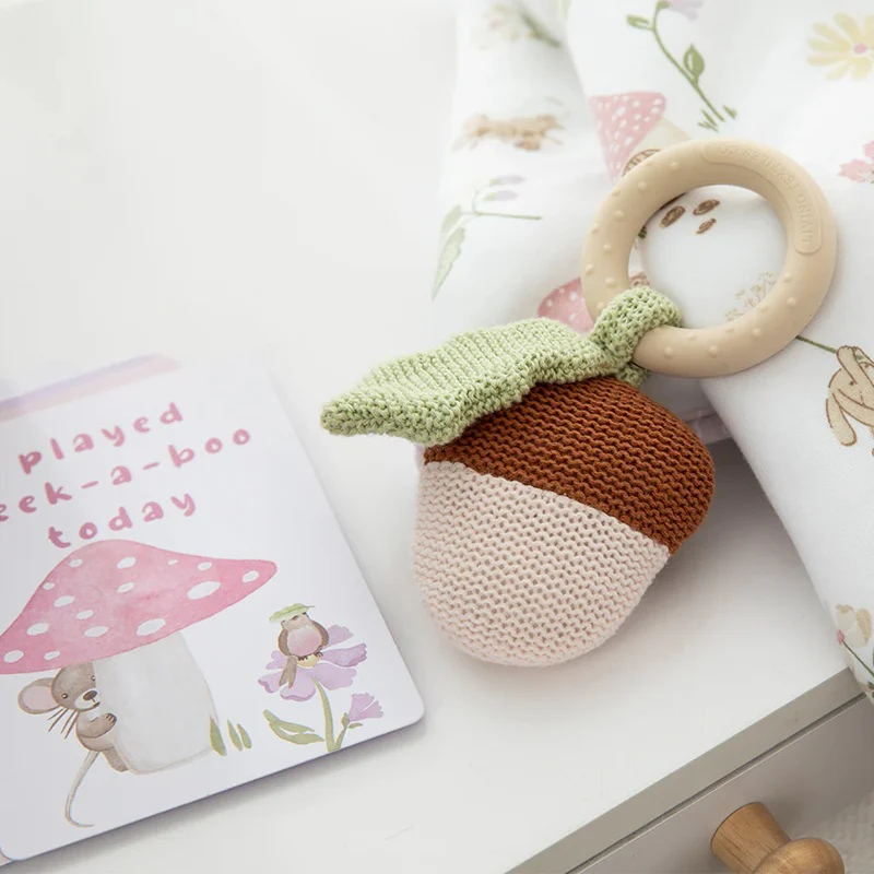 Living Textiles Acorn Teething Ring Rattle - Image 4