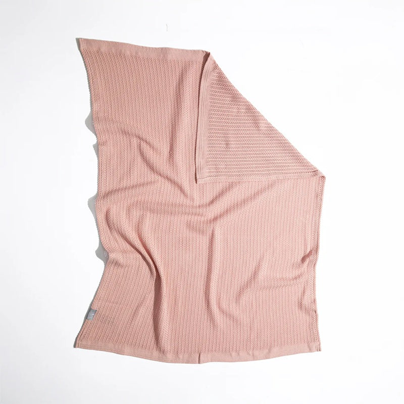 Living Textiles Cotton Cellular Blanket - Dusty Pink - Image 3
