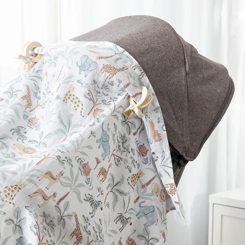 Living Textiles Organic Muslin Swaddle & Peg Set - Wild Safari - Image 4