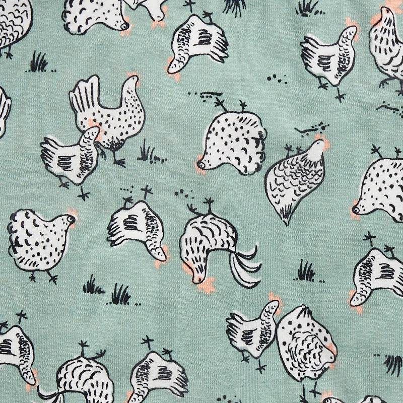Love To Dream Kids Short Sleeve Cotton Pyjama Set - Chicken Run Olive - Image 4