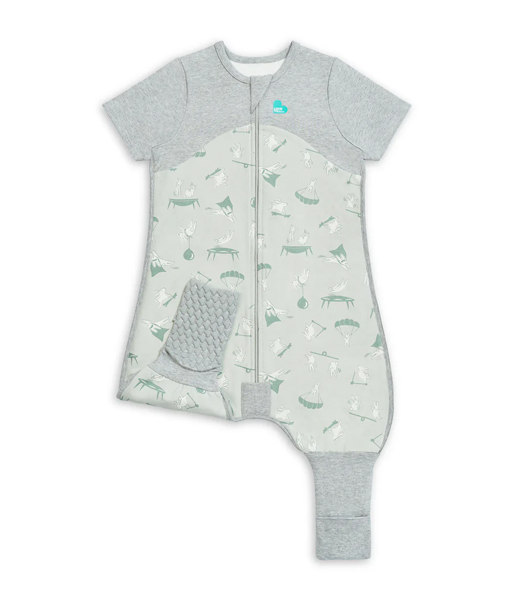 Love To Dream Organic Cotton Fleece Sleep Suit Short Sleeve 1.0 TOG - Olive Daredevil - Image 2