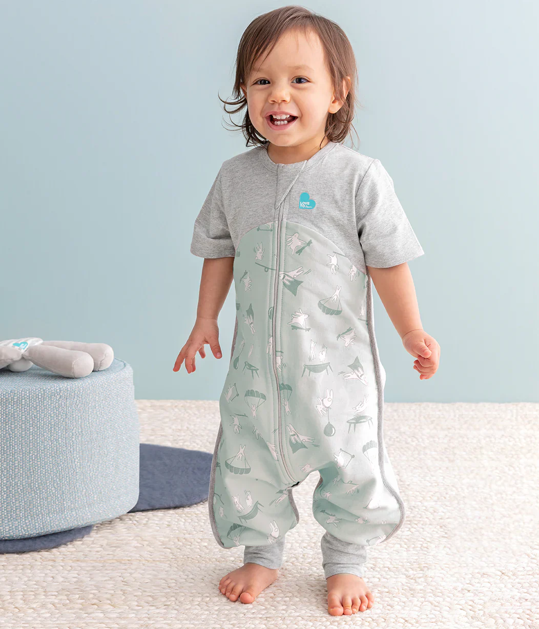 Love To Dream Organic Cotton Fleece Sleep Suit Short Sleeve 1.0 TOG - Olive Daredevil - Image 7