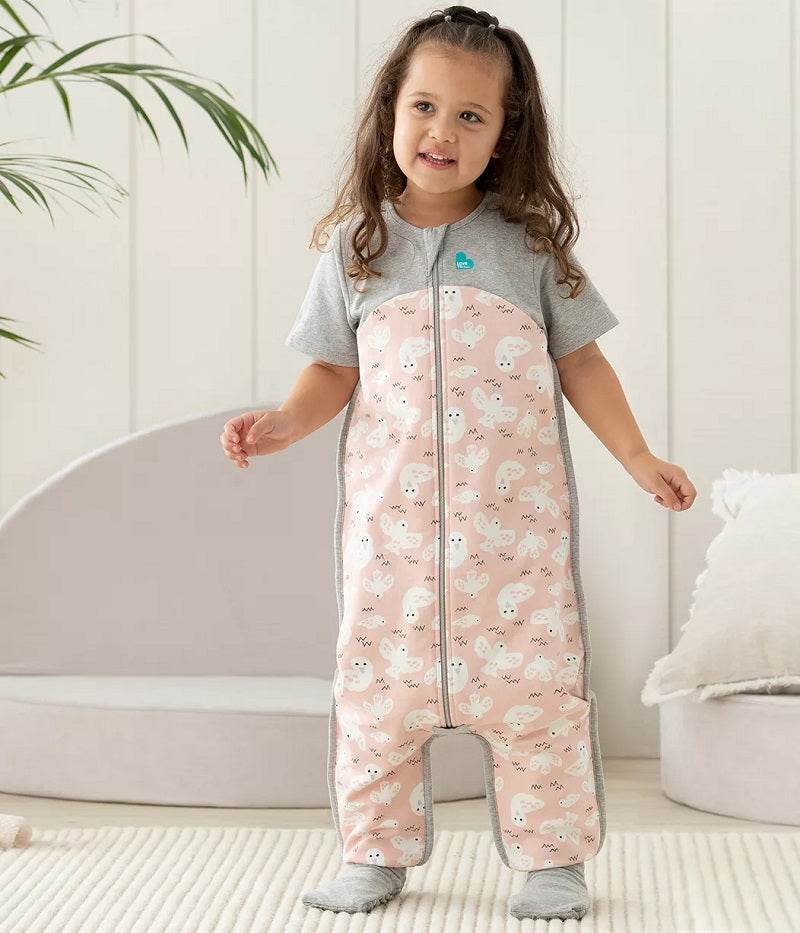 Love To Dream Organic Short Sleeve Sleep Suit 1.0 TOG - Dusty Pink Doves - Image 3