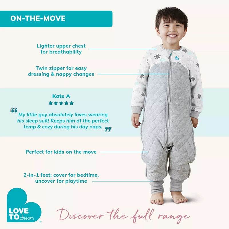 Love To Dream Organic Short Sleeve Sleep Suit 1.0 TOG - Dusty Pink Doves - Image 5