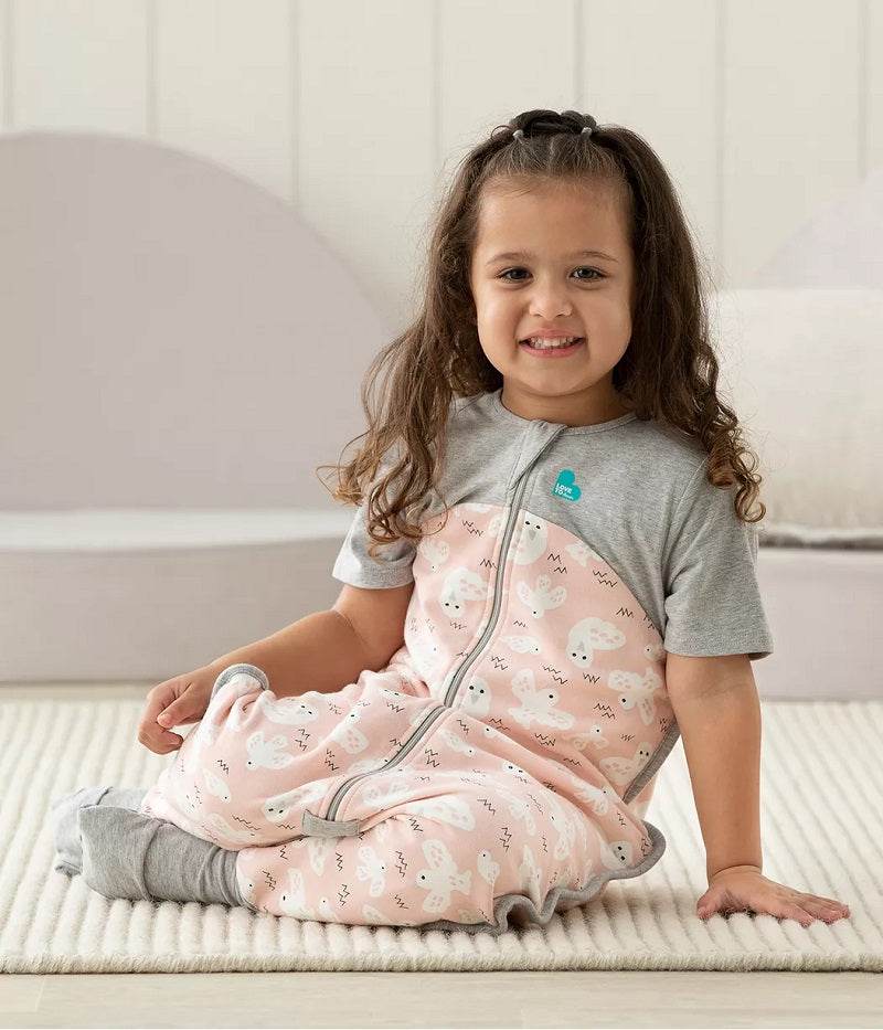 Love To Dream Organic Short Sleeve Sleep Suit 1.0 TOG - Dusty Pink Doves - Image 6