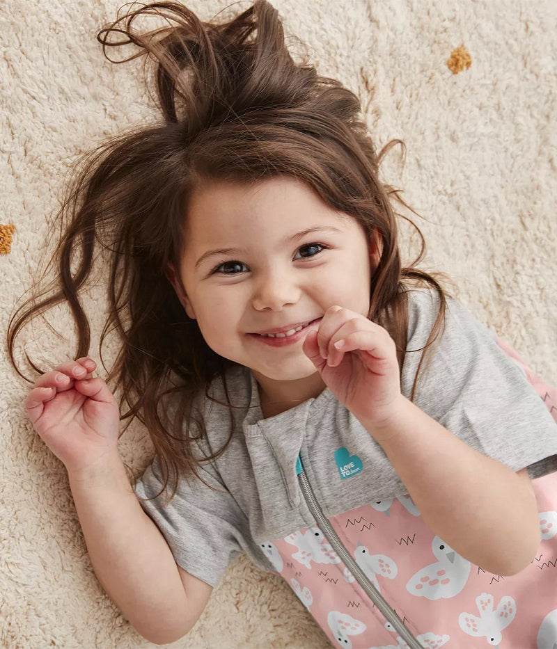 Love To Dream Organic Short Sleeve Sleep Suit 1.0 TOG - Dusty Pink Doves - Image 7