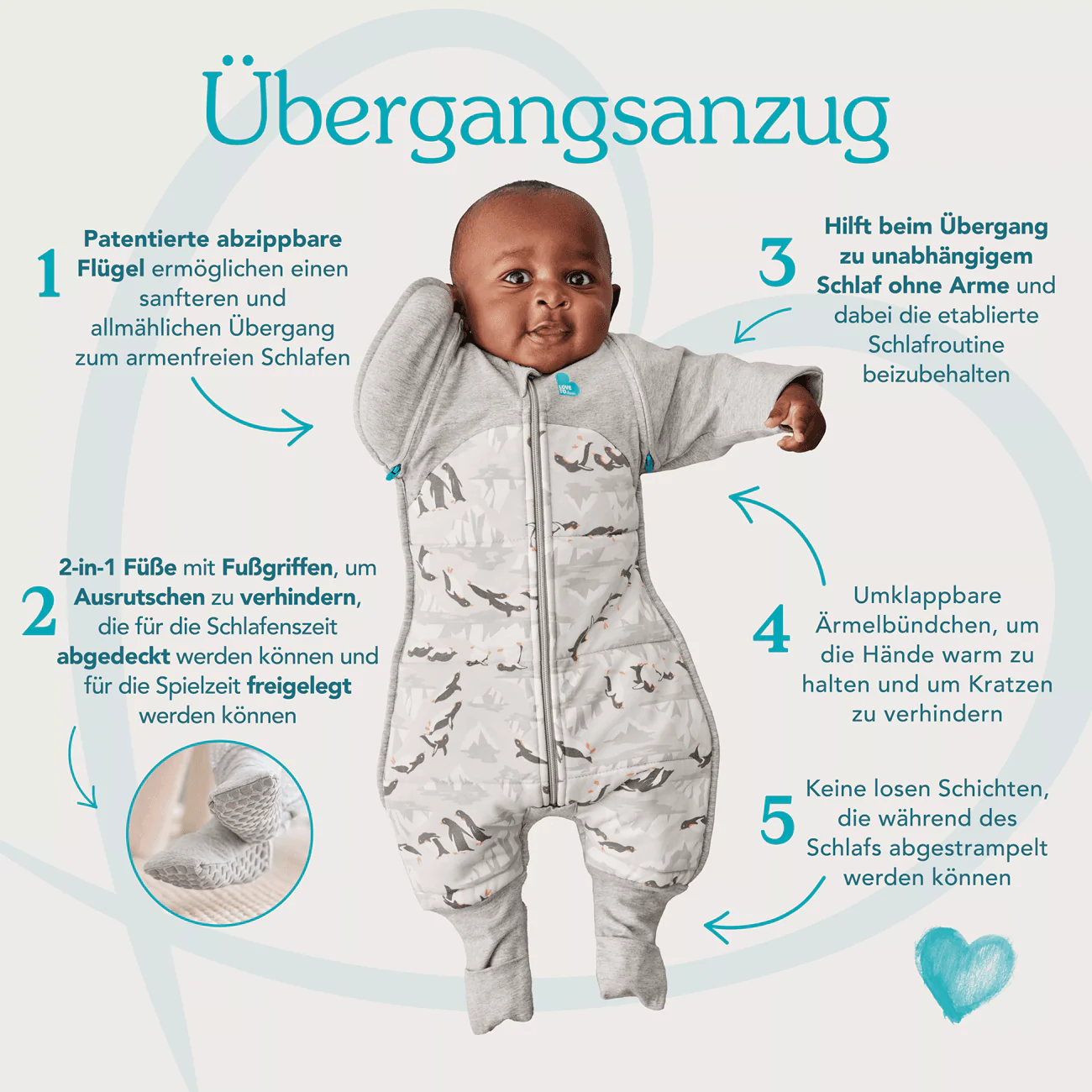 Love To Dream Swaddle Up™ Transition Suit 1.0 TOG - Grey - Image 8